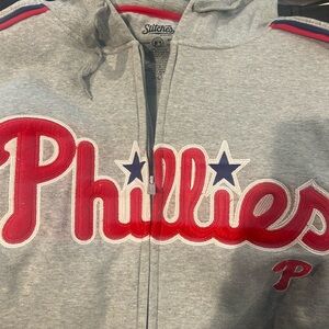 NWT Official Phillies Stitches Gray Zip Up Hoodie